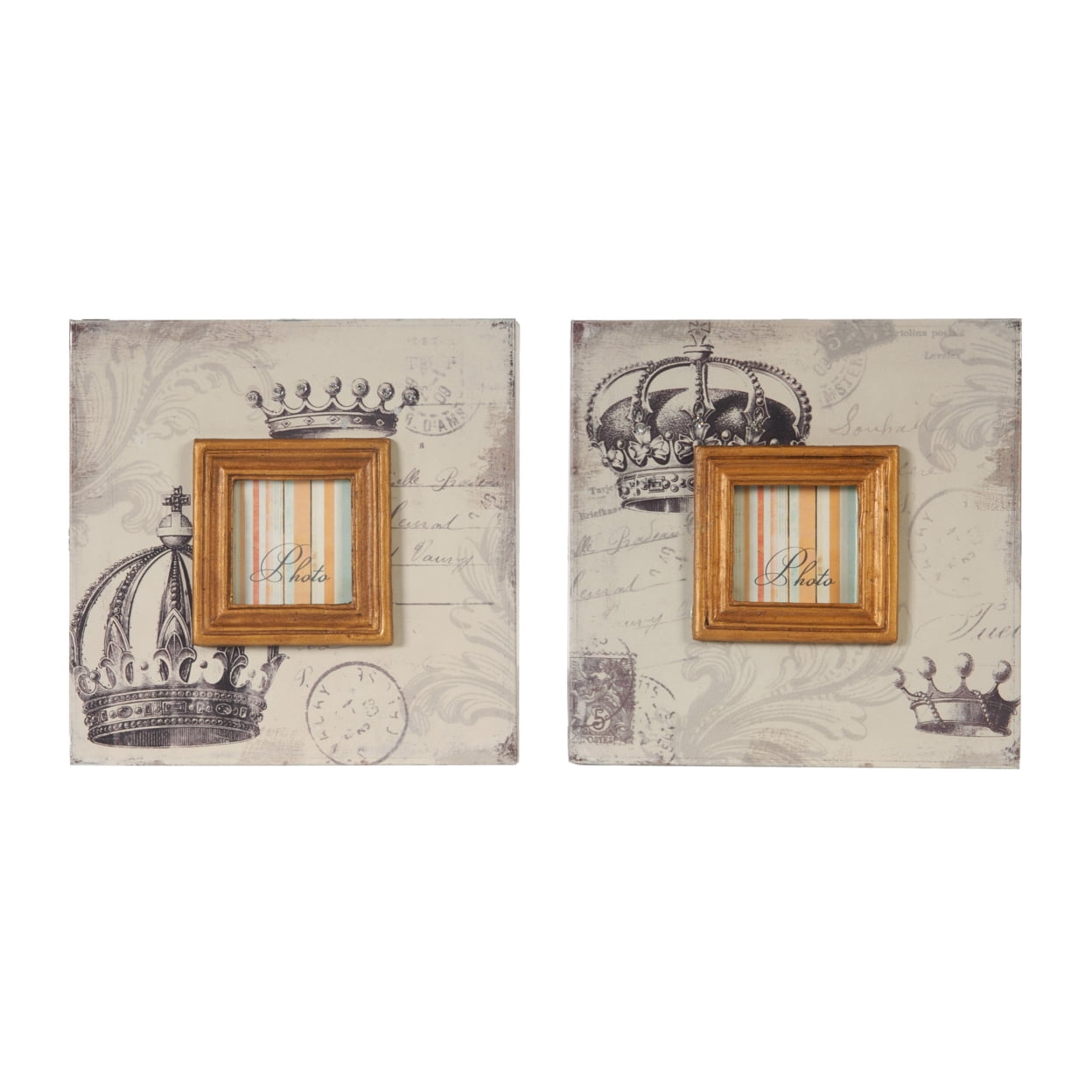 Square Rasta Frames Traditional Style Square Wooden Photo Frames, Set of 2, Brown- Saltoro ...
