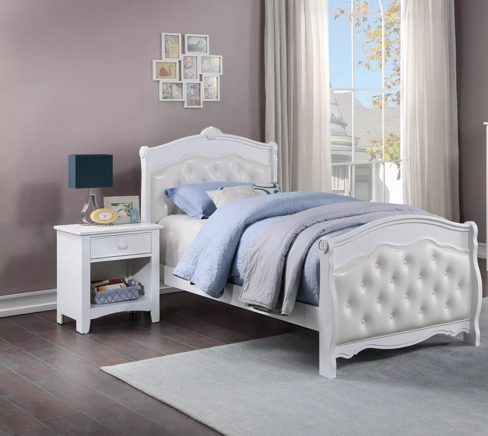 Traditional Style White Youth Bedroom Full Size Bed 2x Nightstands 3pc ...