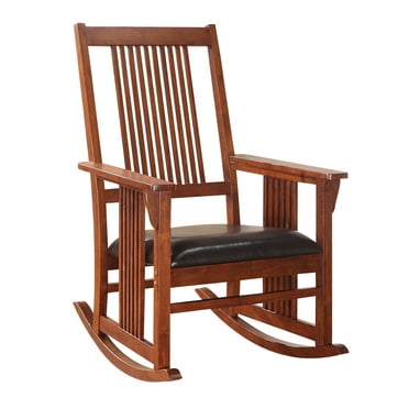 Traditional Style Wooden Rocking Chair with Slat Back Brown - Saltoro Sherpi