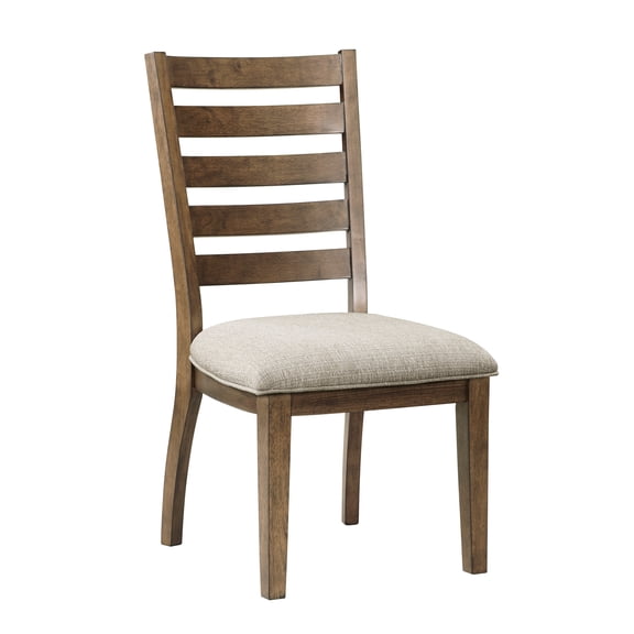 Traditional Style Wooden Side Chairs (2pc), Cherry Finish, Back, Textured Beige Upholstery For Dining Room, 250lbs Load Room Of 2 In Upholstery, Weight Bearing, Mission