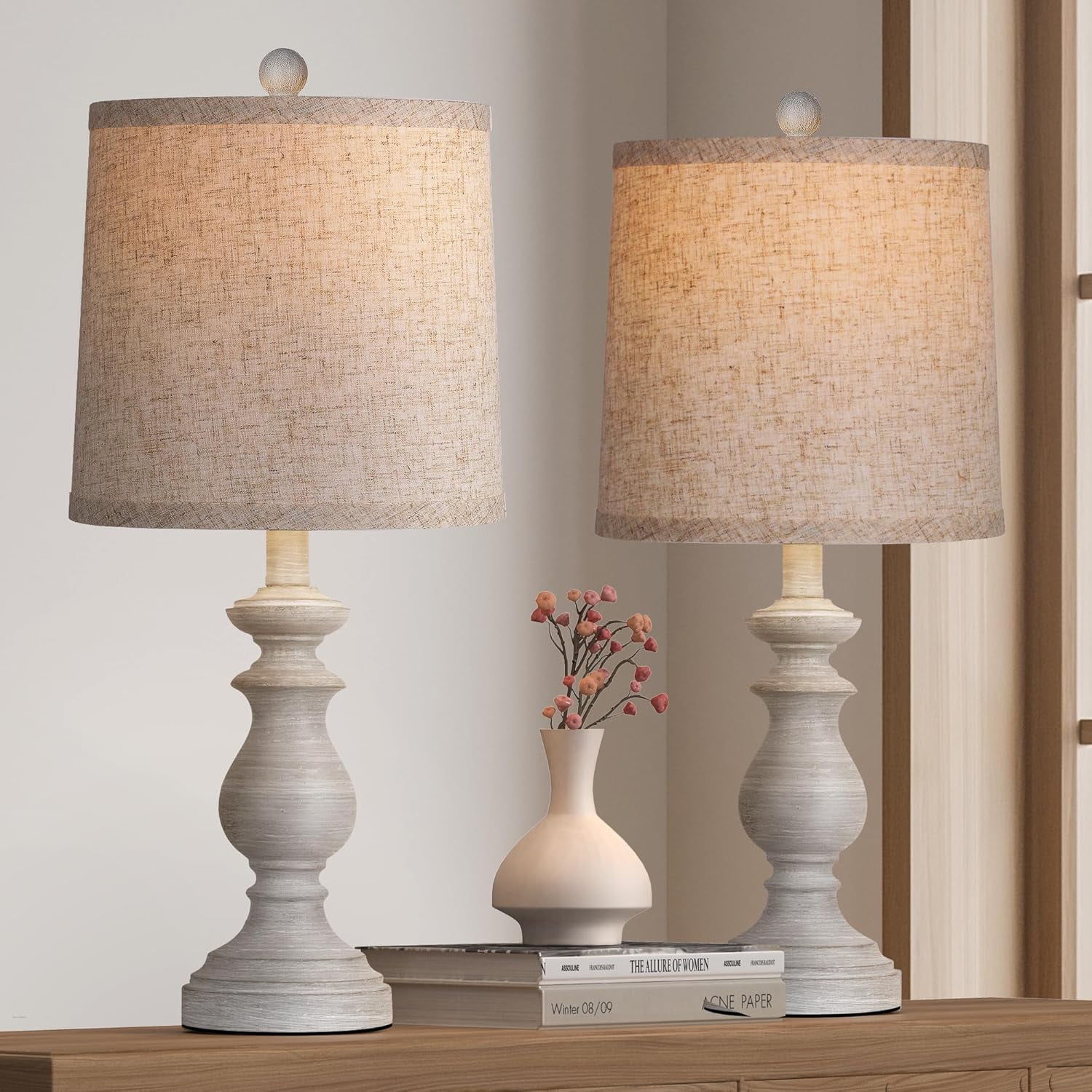 Traditional Table Lamp Set of 2, Rustic Farmhouse Table Lamps for ...