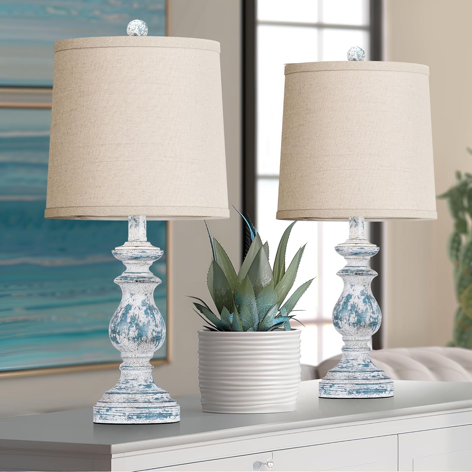 Traditional Table Lamp Set of 2, Rustic Farmhouse Table Lamps for ...