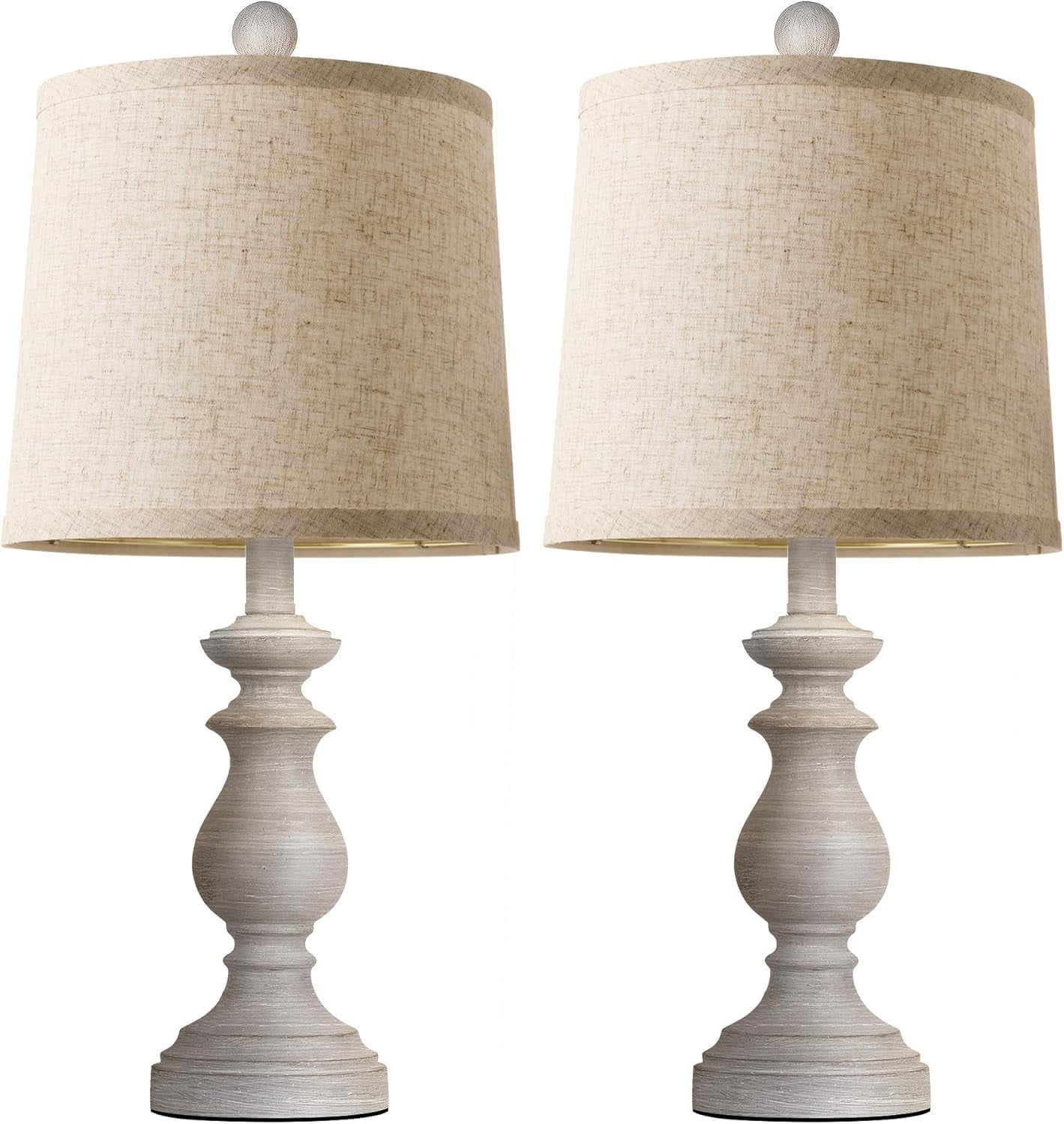 Traditional Table Lamp Set of 2, Rustic Farmhouse Lamps with Linen ...