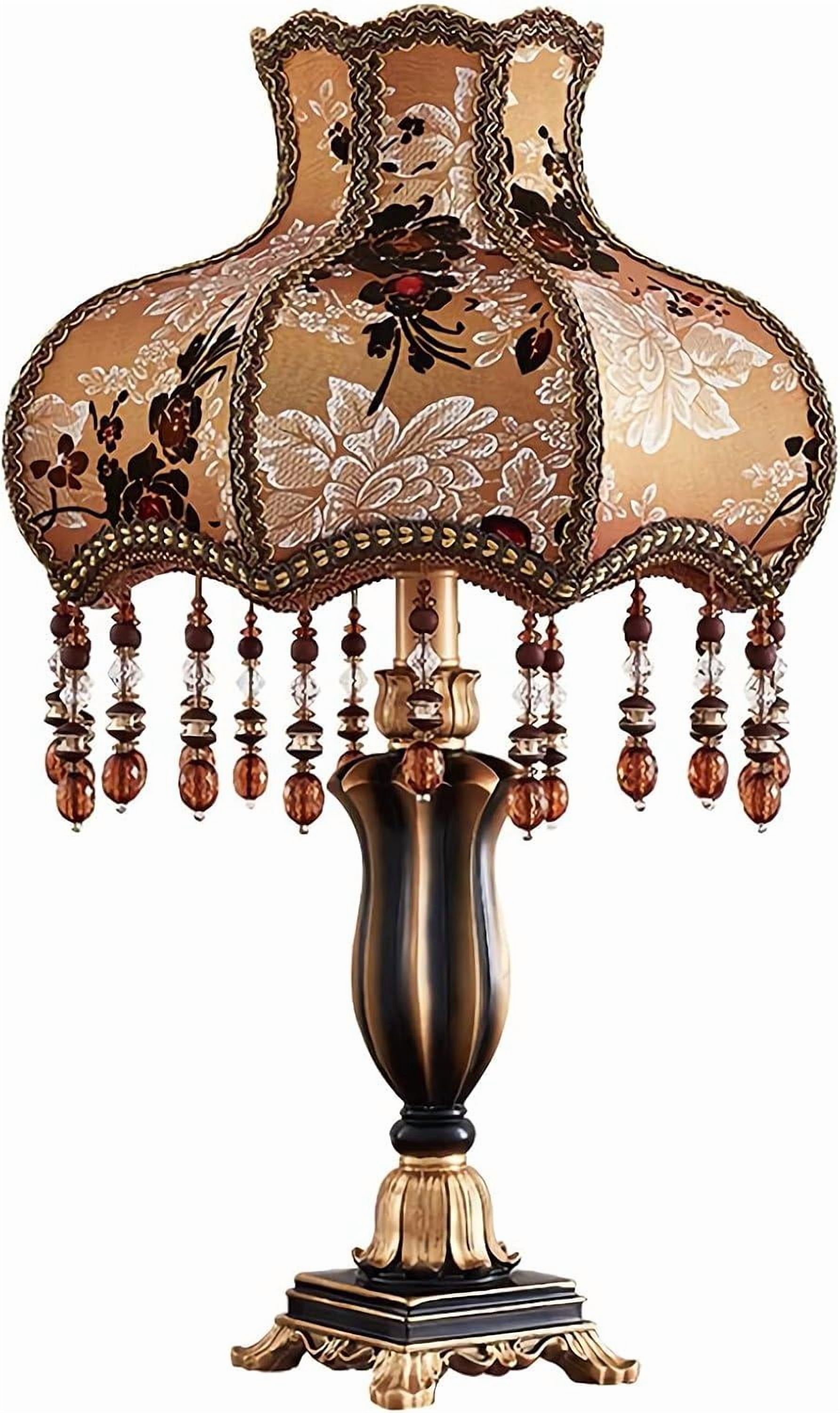 Traditional Table Lamps,Handmade Victorian Style Desk Lamp Fabric Drum ...
