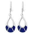 thumbnail image 1 of Traditional Teardrop Blue Lapis Inlay Sterling Silver Dangle Earrings, 1 of 5
