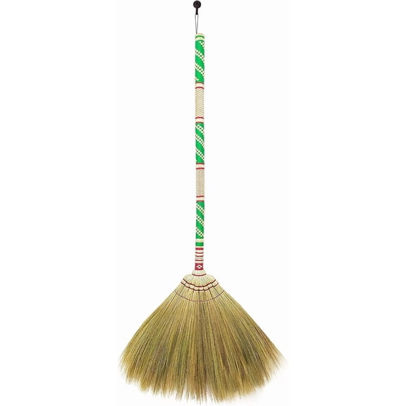 Traditional Thai Broom with Solid Wood Handle for Wedding Jumping Ceremony, Witchcraft, Home Decor, and Primitive Sweeping