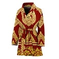 thumbnail image 1 of Traditional Thai Pattern Women Bathrobe One Size Univeral Fits Fashion Lightweight Plush Fleece Long Robe For Women, 1 of 3