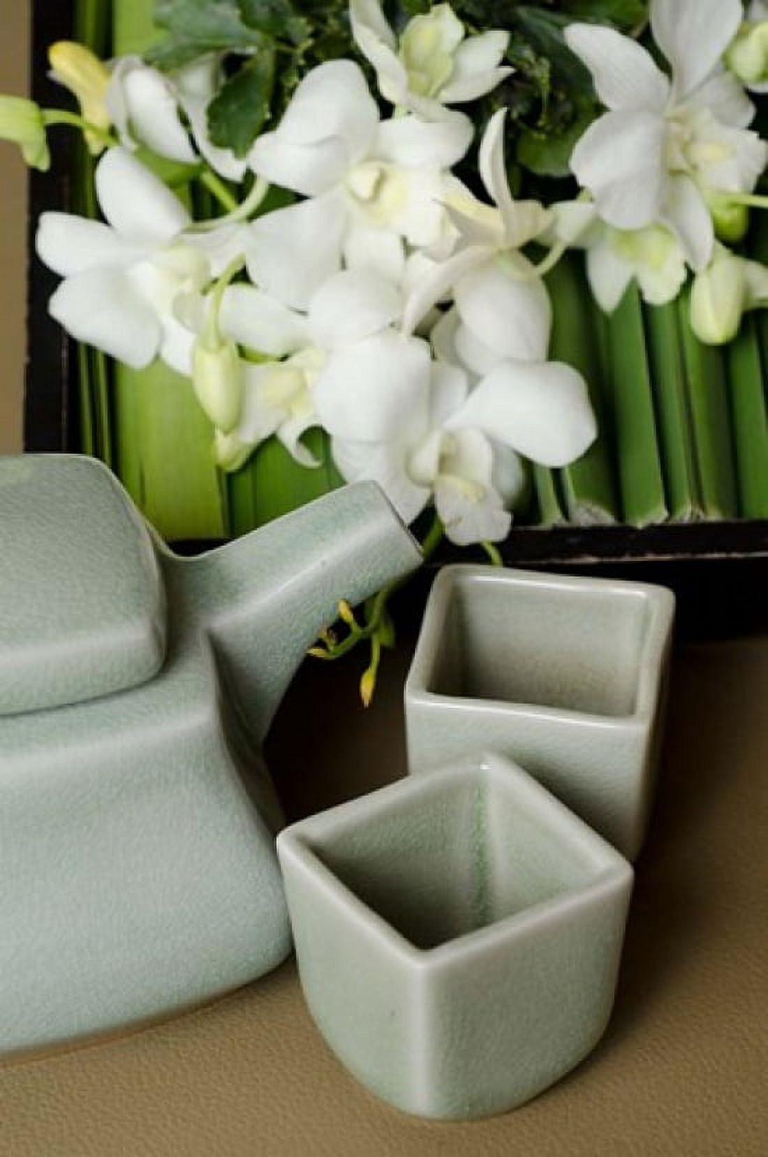 Traditional Thai tea pot and cups with orchid arrangement Bangkok Thailand Canvas Art - Cindy Miller Hopkins DanitaDelimont (17 x 25)