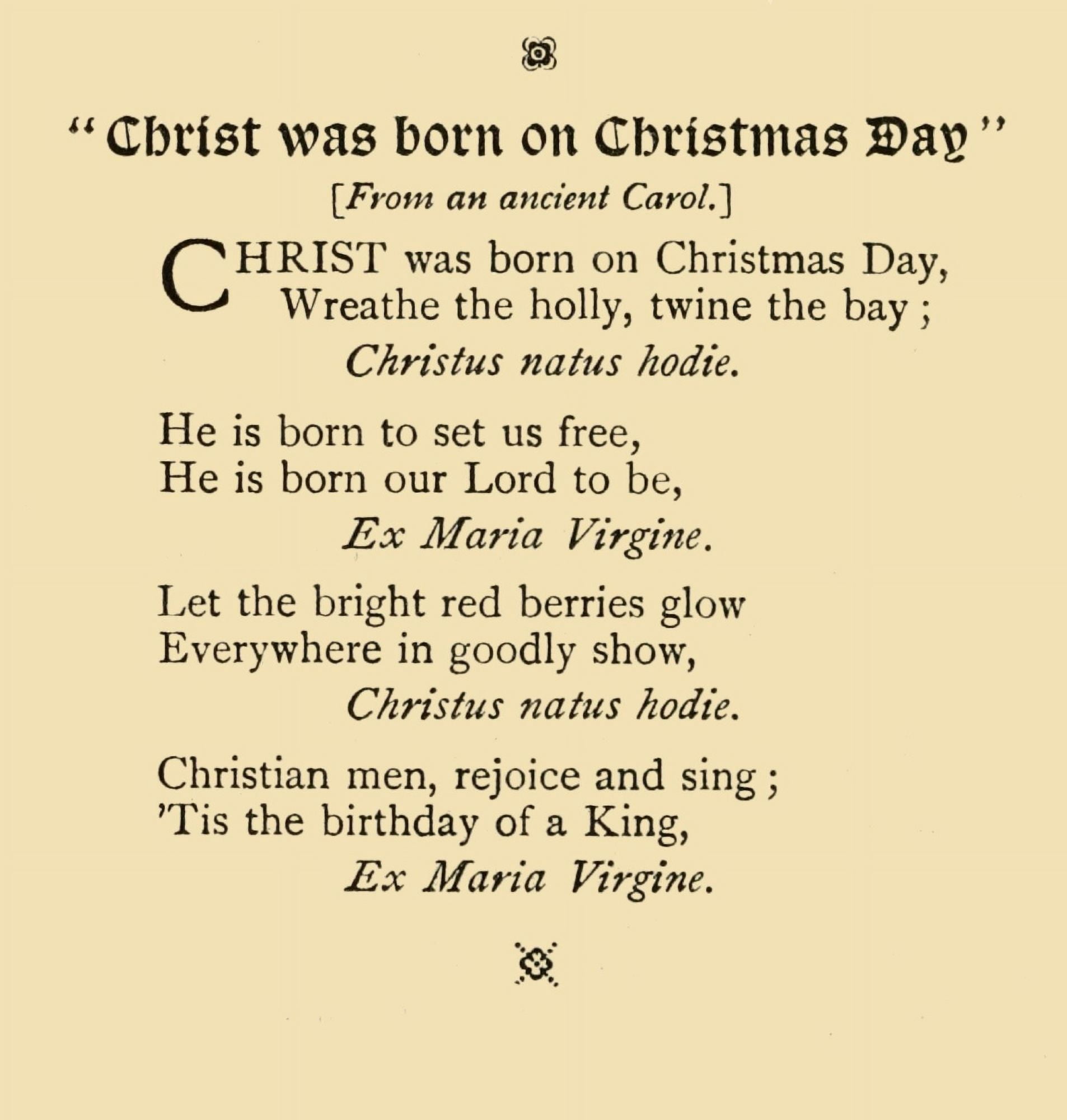 Traditional The Poets on Christmas 1907 Christ was born on Christmas Day Canvas Art - Traditional (18 x 24)