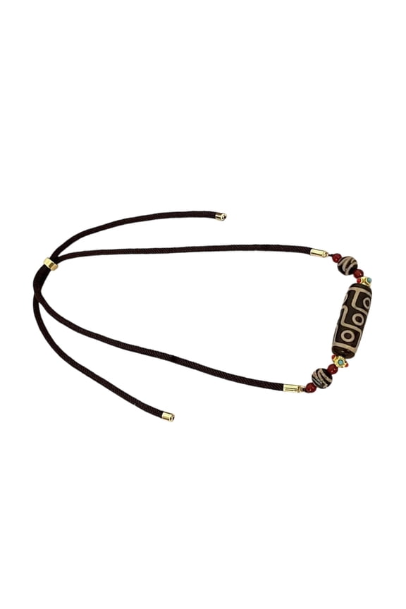 Traditional Tibetan Dzi Bead Necklace Handmade Nine Eye Protections Symbol Neck Chain For Energy Balancing Rituals