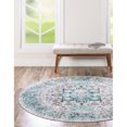 thumbnail image 1 of Traditional Tira Collection Area Rug 4' Round - Aqua-Green, 1 of 5