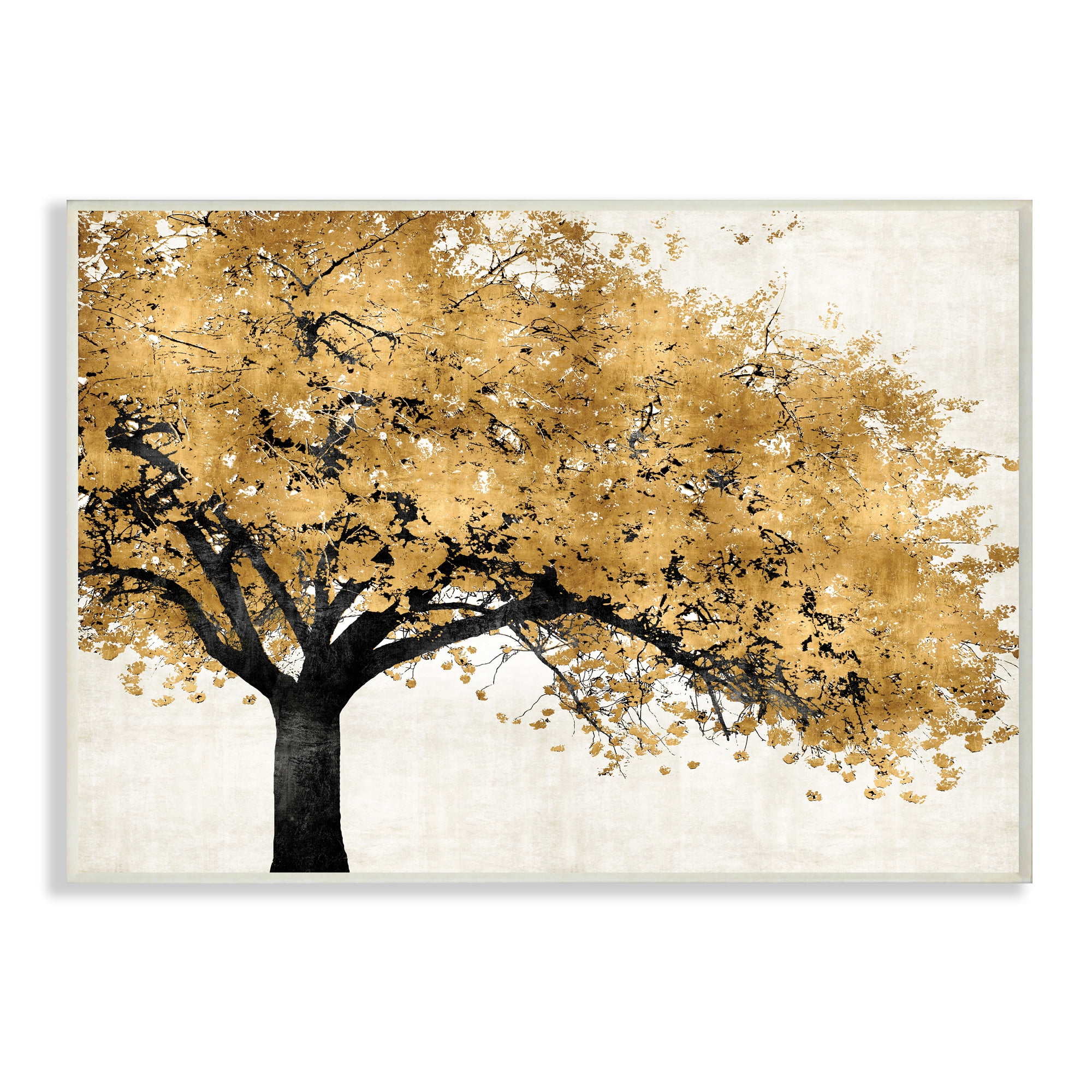 Traditional Tree with Autumn Leaves over Neutral 13 in x 19 in Framed Painting Art Print, by Stupell Home Décor