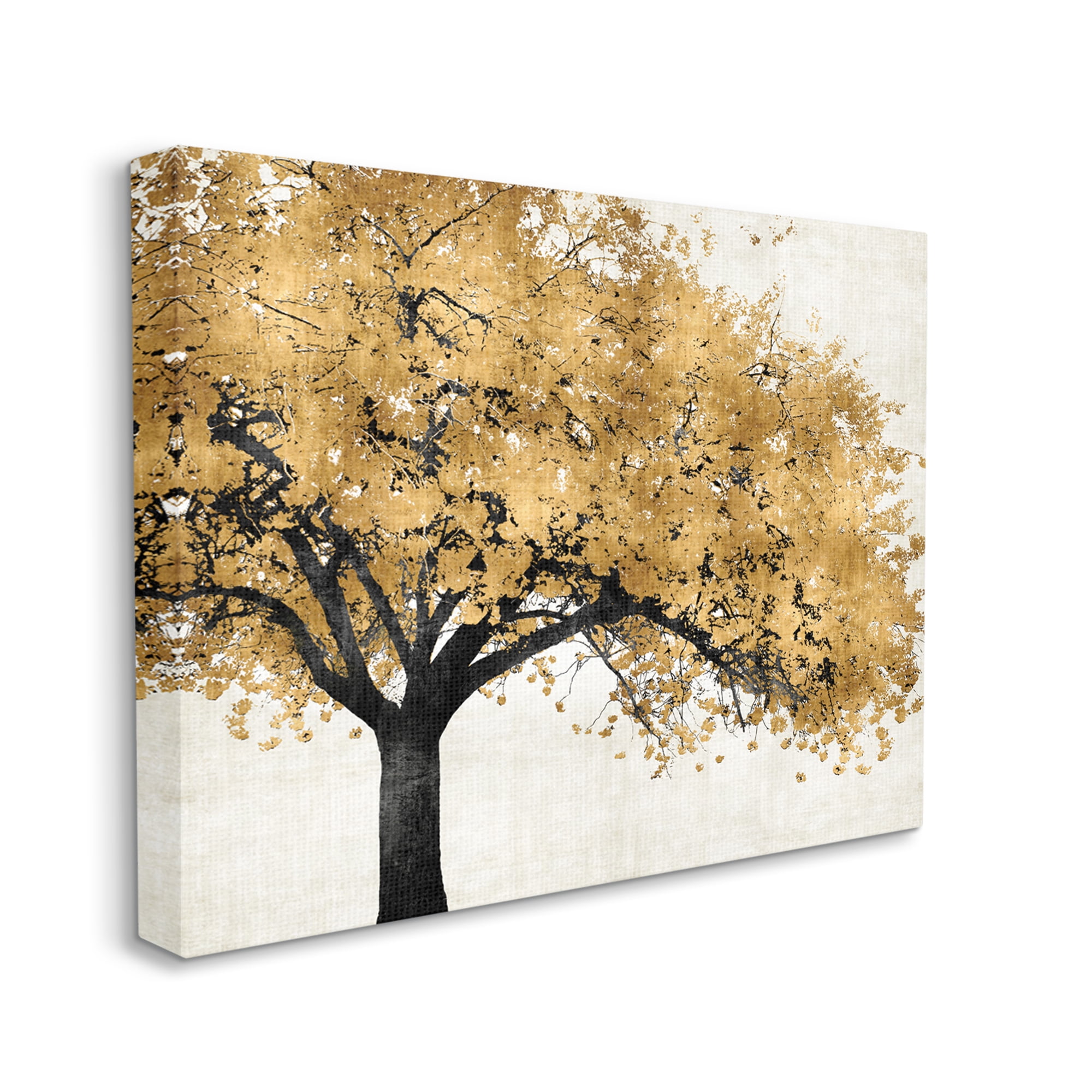 Traditional Tree with Autumn Leaves over Neutral 48 in x 36 in Painting Canvas Art Print, by Stupell Home Décor