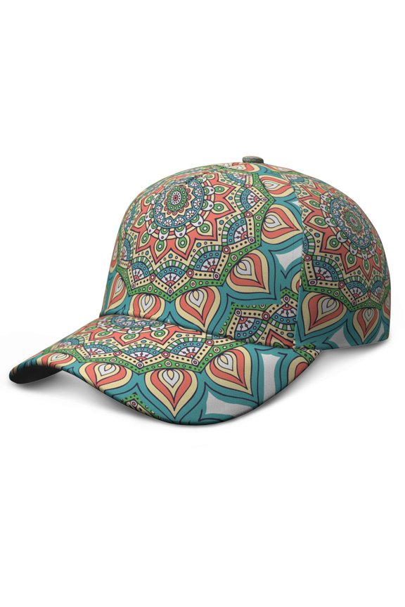 Traditional Tribal Baseball Cap – Mandala Ethnic Dad Hat with Boho Geometric Pattern, Spiritual Mystic Artistic Design, Comfortable Snapback