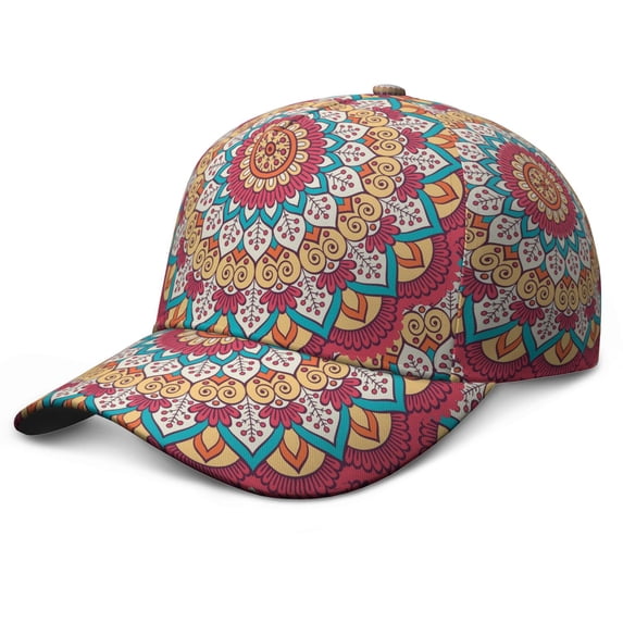 Traditional Tribal Baseball Cap – Mandala Ethnic Dad Hat with Boho Geometric Pattern, Spiritual Mystic Artistic Design, Comfortable Snapback