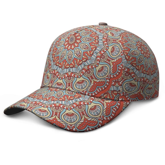 Traditional Tribal Baseball Cap – Mandala Ethnic Dad Hat with Boho Geometric Pattern, Spiritual Mystic Artistic Design, Comfortable Snapback
