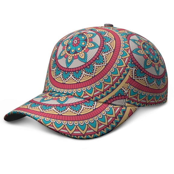 Traditional Tribal Baseball Cap – Mandala Ethnic Dad Hat with Boho Geometric Pattern, Spiritual Mystic Artistic Design, Comfortable Snapback