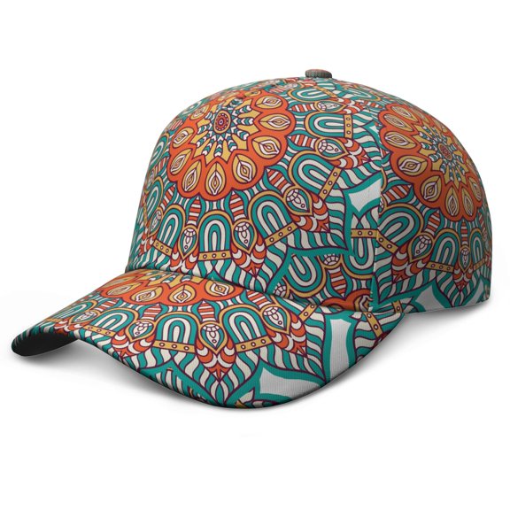 Traditional Tribal Baseball Cap – Mandala Ethnic Dad Hat with Boho Geometric Pattern, Spiritual Mystic Artistic Design, Comfortable Snapback