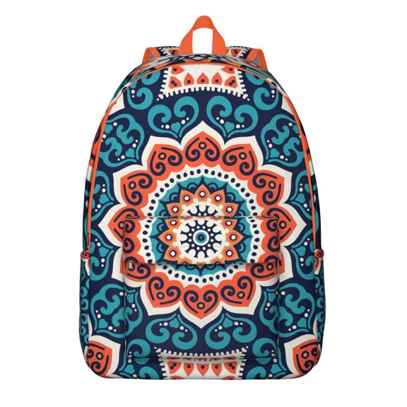 Traditional Tribal Mandala Pattern Backpack for Women, Ethnic Folk Geometric School Daypack with Spiritual Art and Sacred Symbol