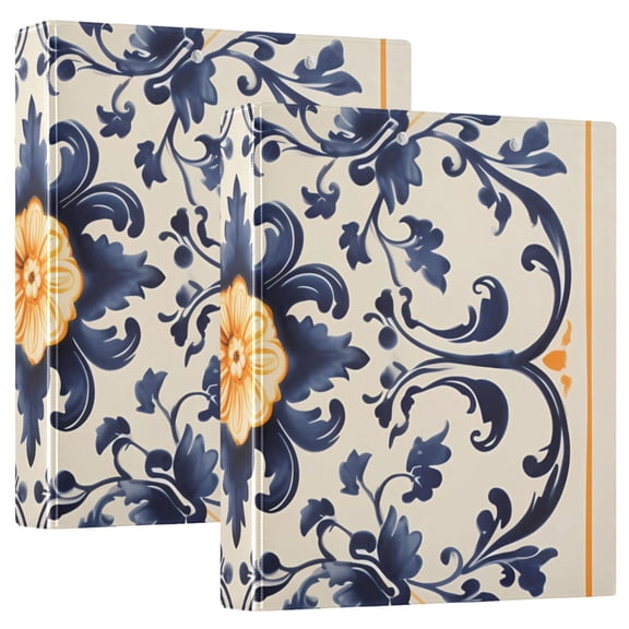 Traditional Tribal Pattern 3 Ring Binders 1.5 inch Hardcover File Folders with Interior Pockets A4 Size Organizer for School Office Hospital