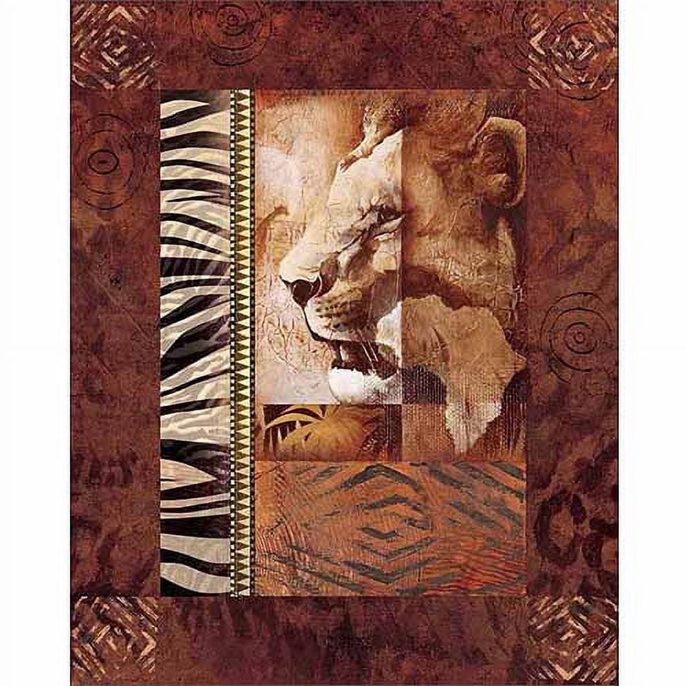 Traditional Tribal Textured Safari Lion Africa Zebra Pattern Tan & Brown Canvas Art by Pied Piper Creative