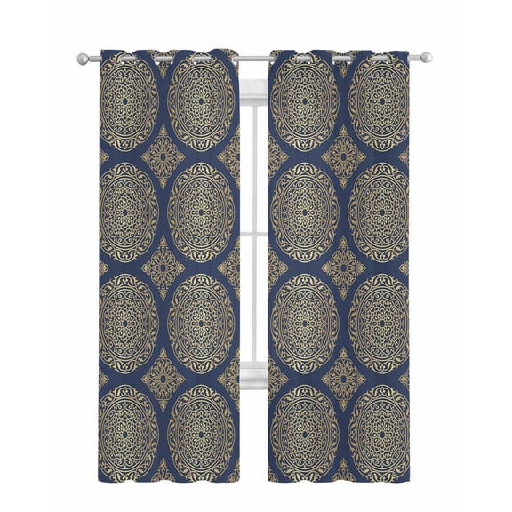 Traditional Tribe Sheer Curtains 84 Inch Length 2 Panels Set for Living Room/Bedroom, Retro Rustic Morocco Pattern Kitchen Curtains Grommet Semi-Sheer Curtains Drapes Window Treatments 52"x84"x2