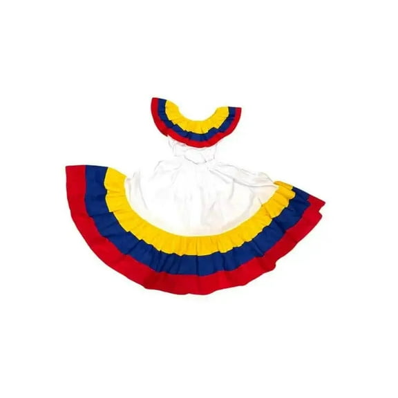 Colombian Traditional Fiesta Dress for Adults - White