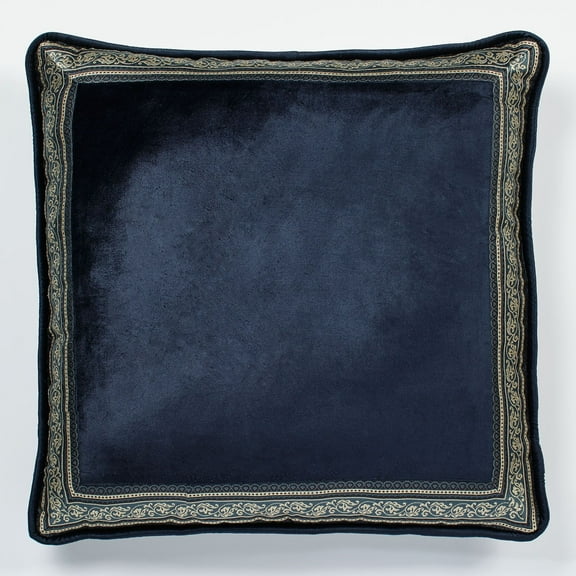 Traditional Virtuoso Piped Midnight Blue Velveteen European Sham Only
