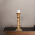 thumbnail image 1 of Traditional Wallnut Mango Wood Set Of One 12" Pillar Candle Holder for use, Living Room, Dinning Room, Study Room, Spa, Restaurants, Place Of Worship, etc, 1 of 4