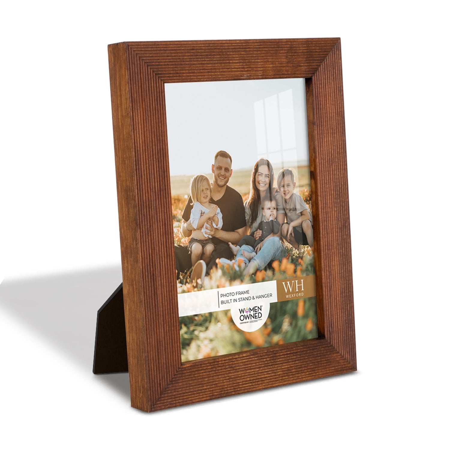 Wood Standing Picture Frame Chrome Trim 6 x 8 Holds One 3.5 x 5