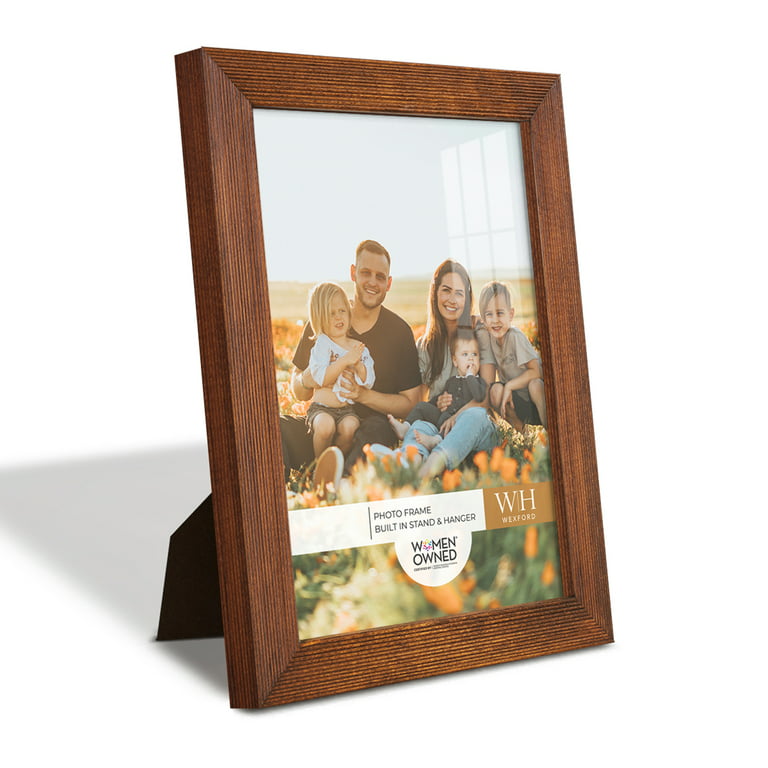 Wood Standing Picture Frame Chrome Trim 6 x 8 Holds One 3.5 x 5