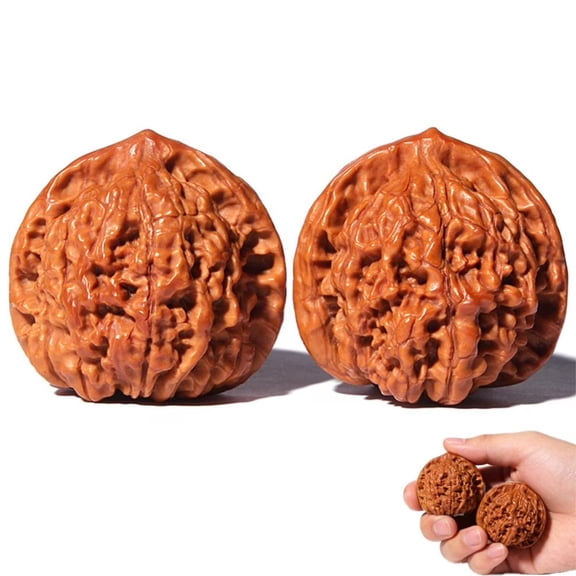Traditional Walnuts Pair Hand Training Massage Stress Relief Balls Natural Texture Portable Health Care Accessory for Palm Exercise Grip Strength Finger Dexterity