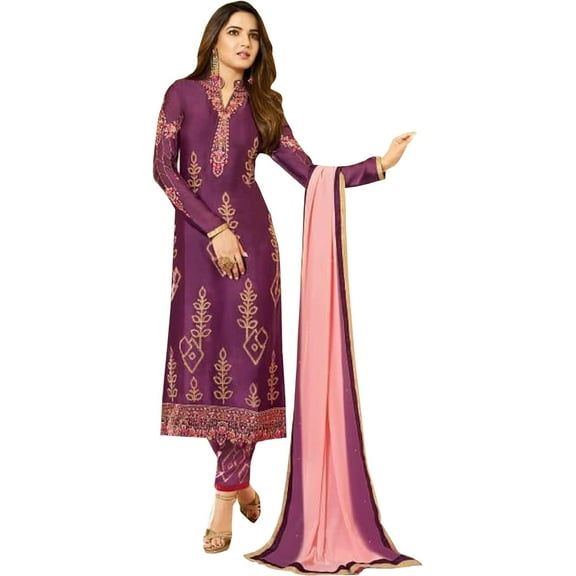 Traditional Wear Indian Pakistani Designer Shalwar Kameez Trouser Pant Dress ( Purple, XXS - 34 )