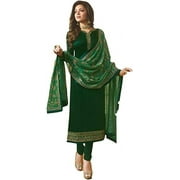 Traditional Wear Pakistani Indian Designer Stitched Churidar Salwar Kameez Dress ( Green, L - 42 )