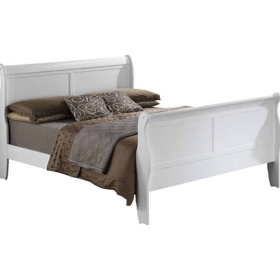 Traditional White Bed Frame - 44"h X 84"d 63"w With Build Matches Various Decorative Styles Elegant In Fashion For Spacious Bedroom Suits