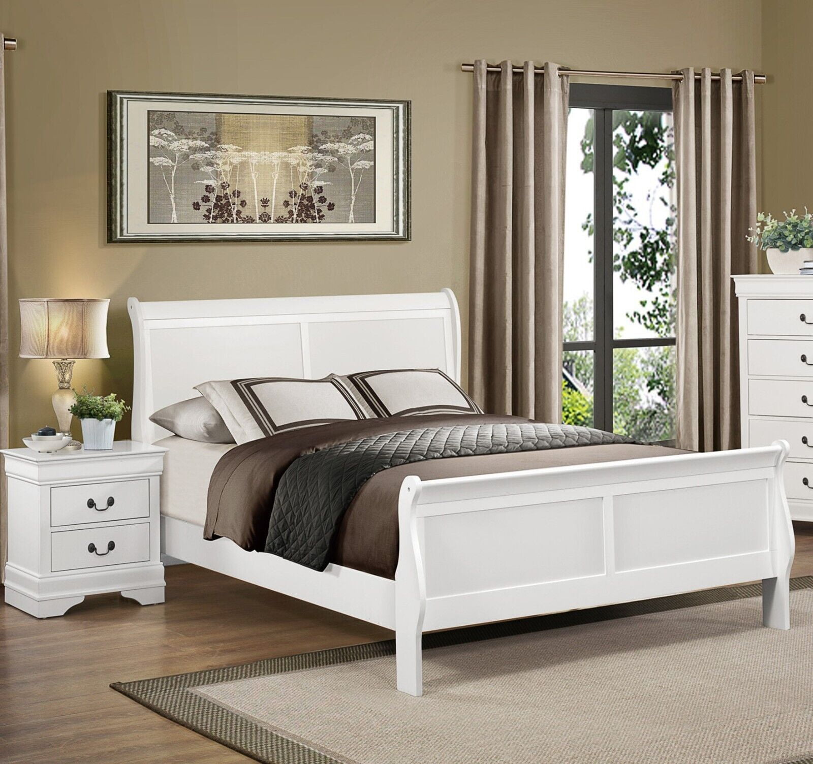 Louis Philippe Antique Gray Eastern King Bed - Detroit Furniture
