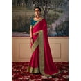thumbnail image 1 of Traditional Wine Red Colored Vichitra Gota Patti Saree, 1 of 3