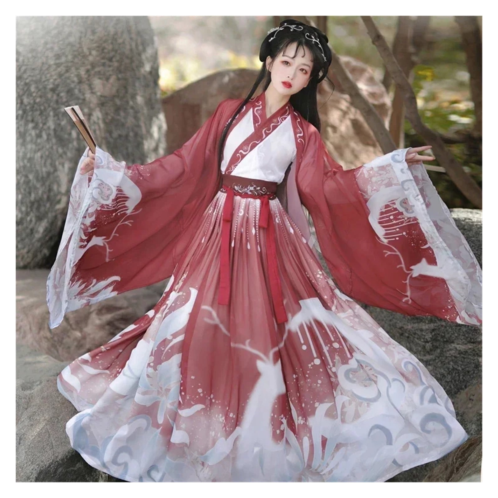 open lace back dress Hanfu Chinese Princess Dress for Women Large Plus Size Kimono Cardigan and Dress  Costume Outfit for Women (Color:Red, Size:XL) : Amazon.de: Fashion