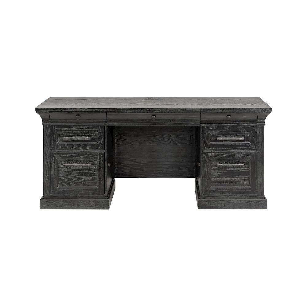 Traditional Wood Executive Desk Storage Office Credenza Fully Assembled Black