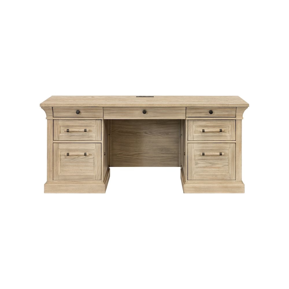 Traditional Wood Executive Desk Storage Office Credenza Fully Assembled Brown