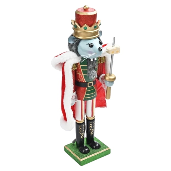 Traditional Wood Nutcrackers Mouse King 38cm Tall Figurine Christmas Classical Puppet Toy Tabletop Decorative Ornament