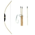 thumbnail image 1 of Traditional Wooden Archery Set with Bow Three Arrows and Quiver for Outdoor Target Practice and Recreational Use, 1 of 4