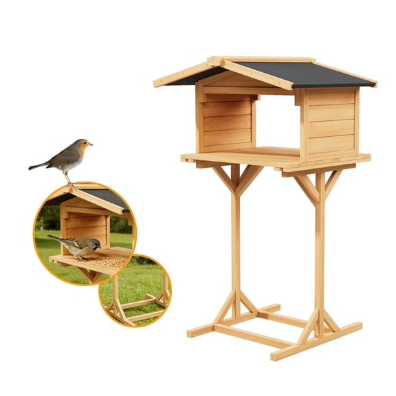 Traditional Wooden Bird Table Garden Birds Feeder Feeding Station Free Standing