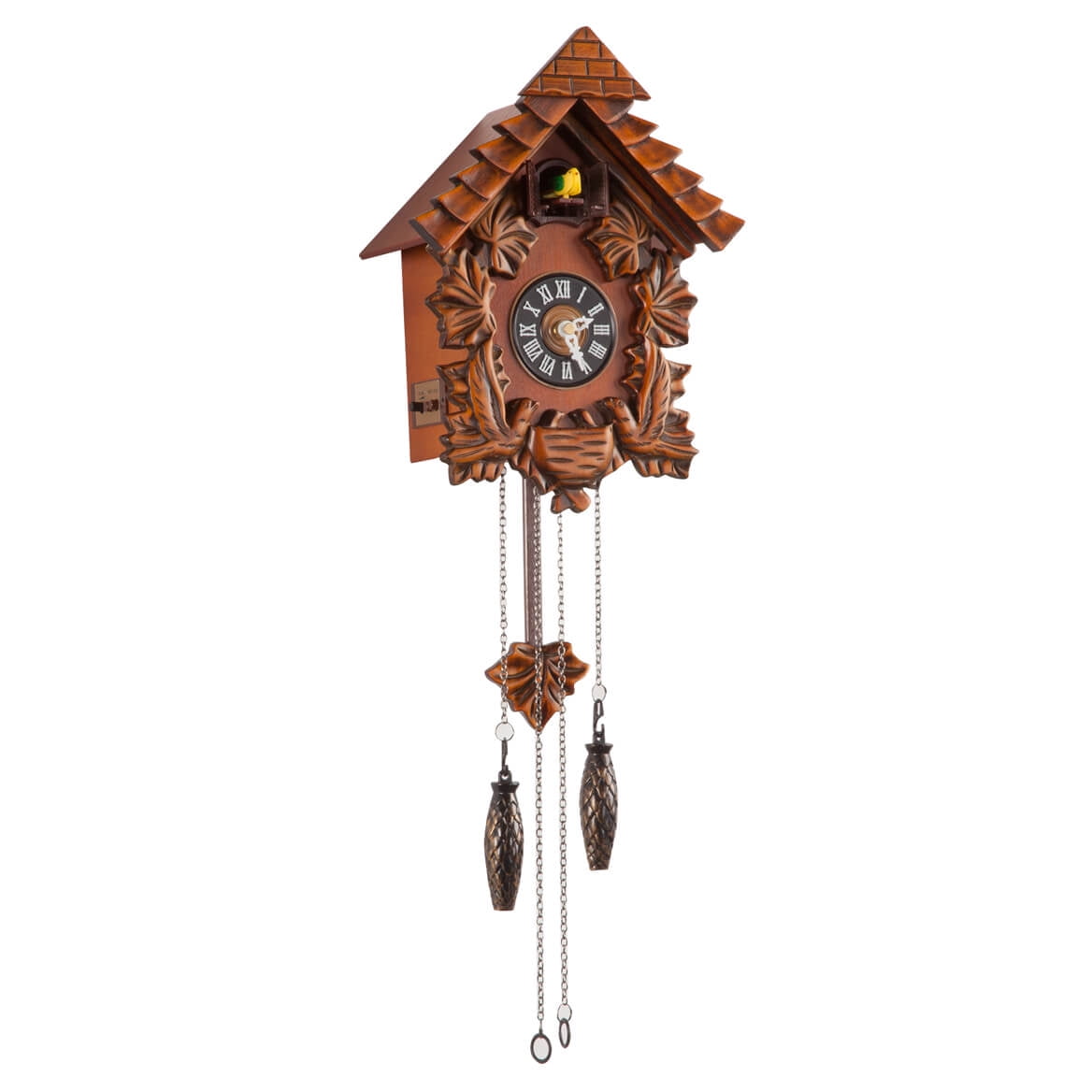 Traditional Wooden Wall Cuckoo Clock with Hourly Analog Pendulum