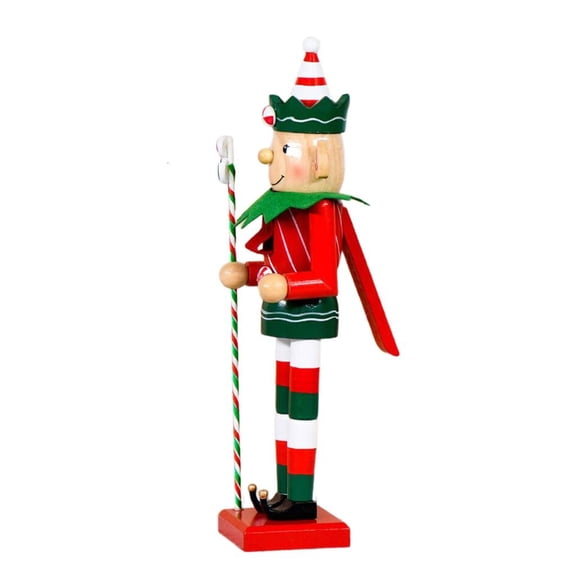 Traditional Wooden Elf Nutcrackers Holiday Figure Seasonal Home Decors Ornament