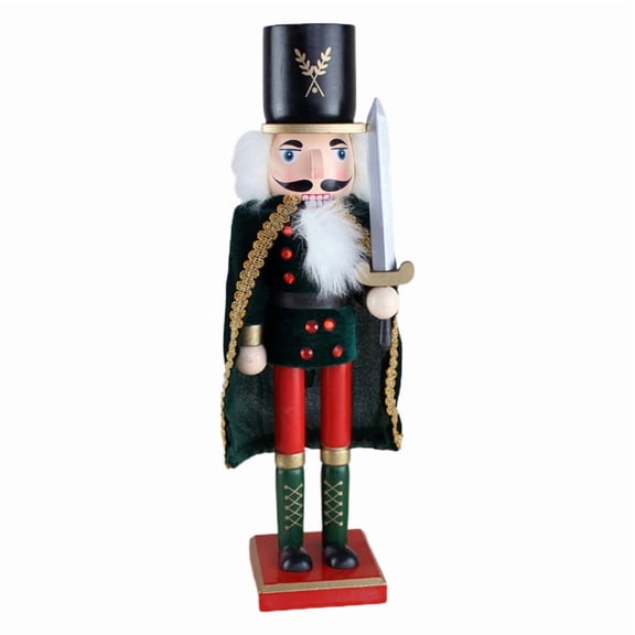 Traditional Wooden Nutcracker 38cm Tall Christmas Decorative Nutcracker King Nutcracker Figure Soldier Nutcracker Statue