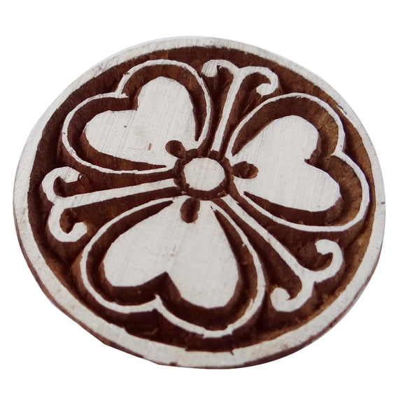 Traditional Wooden Printing Stamp Floral Hand Carved Textile Printing Fabric