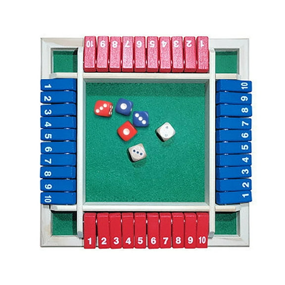Traditional Wooden Pub Board Game with Ten Dice for Educational Number Skill Development
