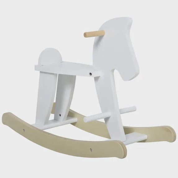 Traditional Wooden Rocking Horse – White, Perfect Christmas or Birthday Gift, Timeless & Memorable Toy for Children 3-6 Years