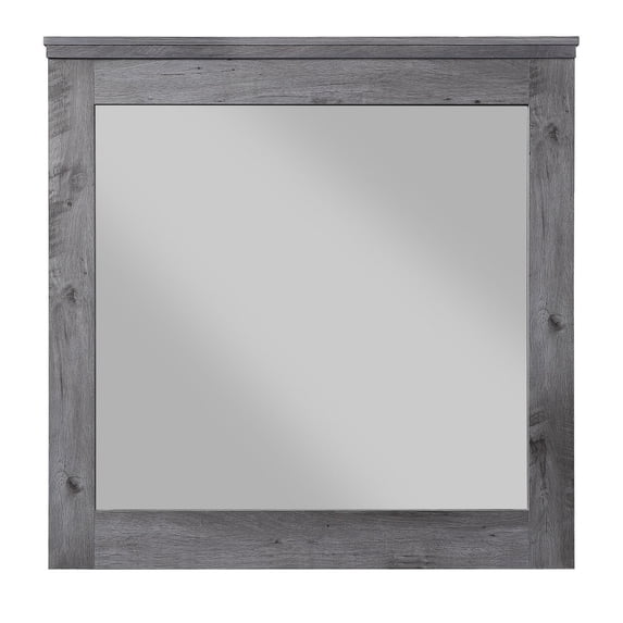 Traditional Wooden Wall Mirror with Rustic Style, Gray